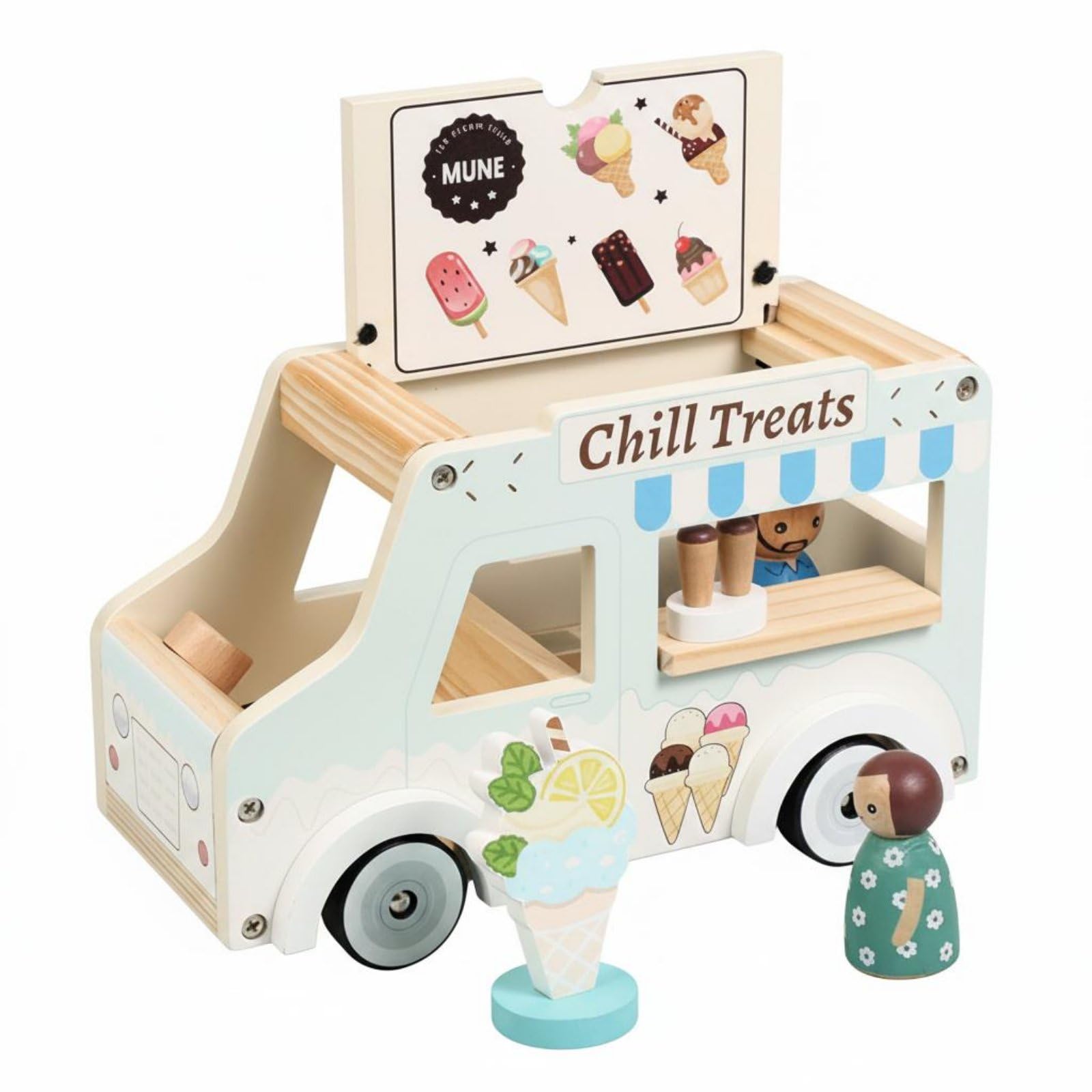 Children Learning Carrello Gelati Giocattolo Girello Carretto Carrellino Design a Carretto con Sportelli E Display Supporta Equilibrio E Imitazione Adatto per Gioco in Casa Cameretta Scuola