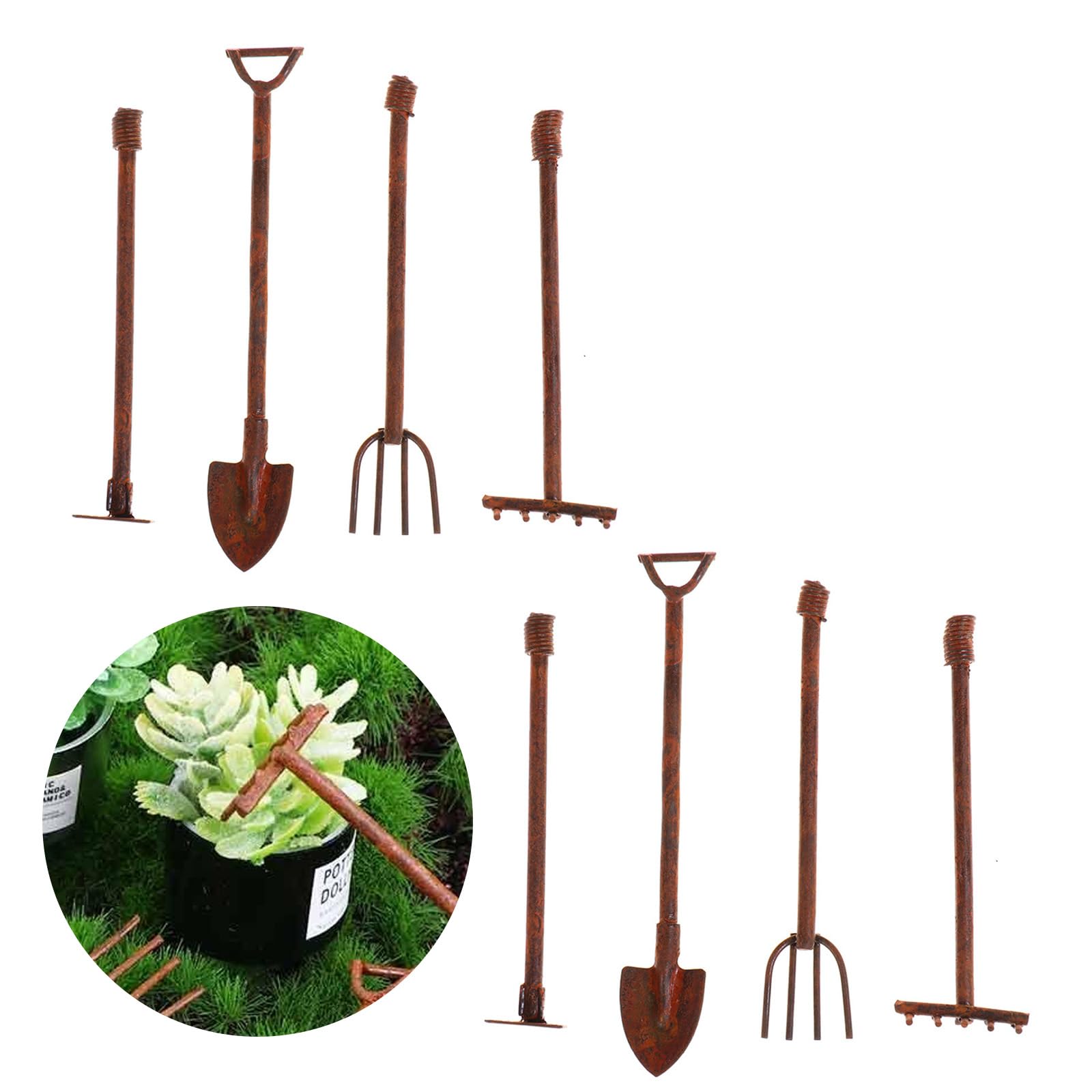 CRZQXOUR 2PCS Miniature Garden Accessories,Fairy Garden Accessories Outdoor,Mini Shovels,Miniature Tools,Landscape Dollhouse Decor,Halloween Props,