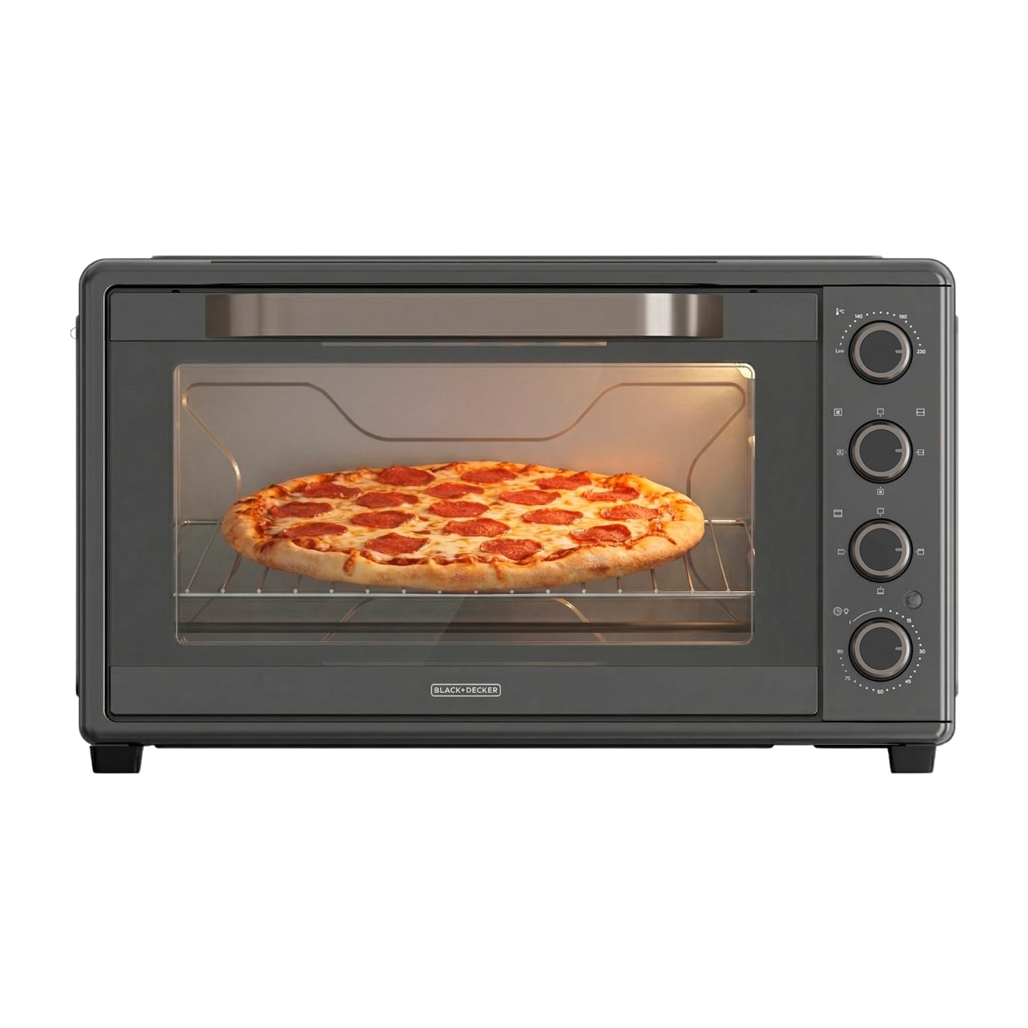 BLACK+DECKER – Forno Elettrico BXOV6000E | 2000W | 60L | 15 modalità | A Convezione | Timer 90 min | Funzione STAY ON | Doppio Vetro | Luce Interna | Teglia Raccoglibriciole | Accessorio Spiedo