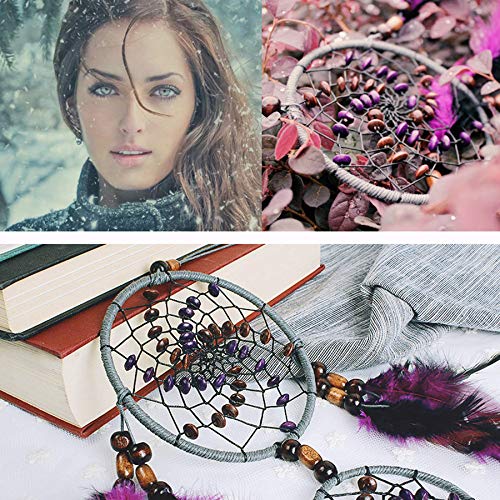 Boho Wall Decor Bohemian Home Art - Wall Hanging Dream Catcher Beautiful Apartment Dorm Room Door Christmas Party Home Decoration Double Ring 19. 7 Inches Long - Thumbnail 7
