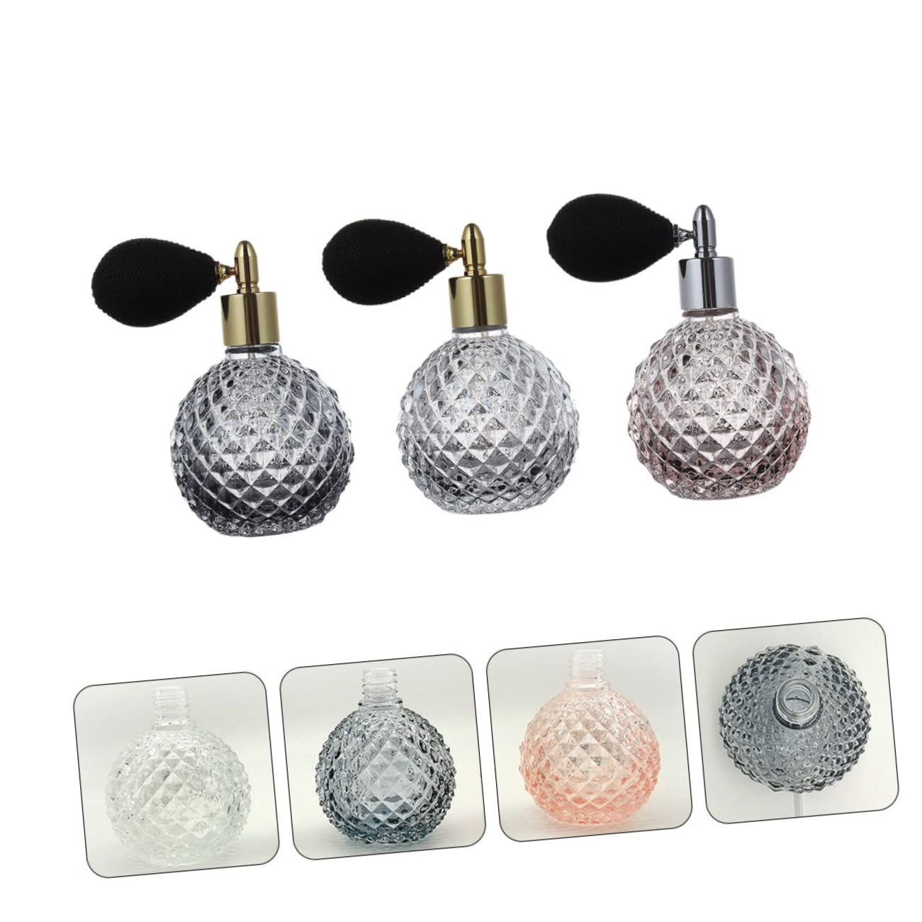 3piezas Botella De Perfume De Vidrio Recargable Spray Para Perfume Botella De Vidrio Vintage