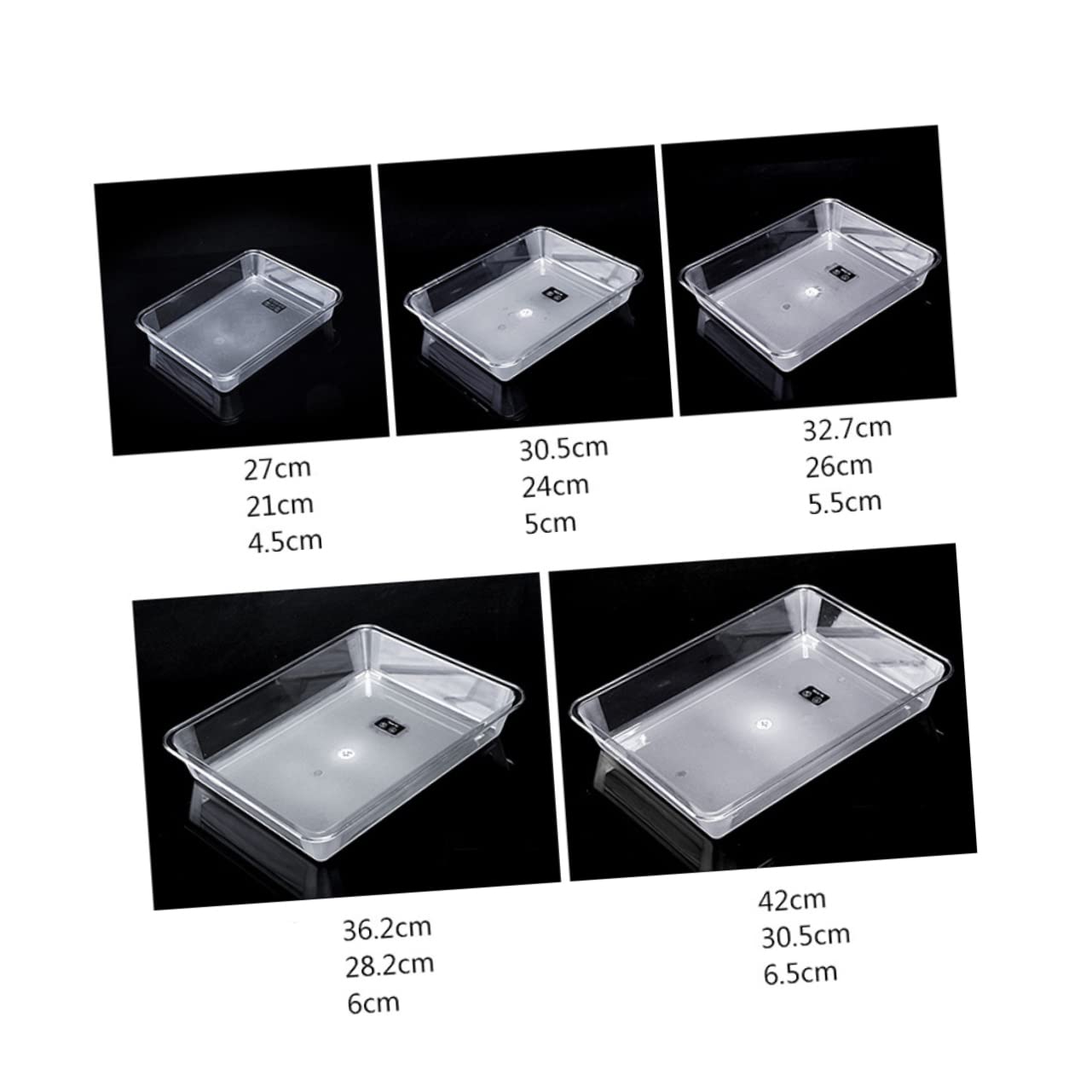 Garneck Food Storage Acrylic Tray Rectangular Trays Smooth Edges Safe for Forks Chopsticks Anti-skid