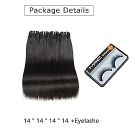 Liang Dian 14 Inch Straight Human Hair 4 Bundles Natural Color 12A Brazilian Virgin Hair 100% Unprocessed Straight Human Hair Bundles(14 14 14 14)