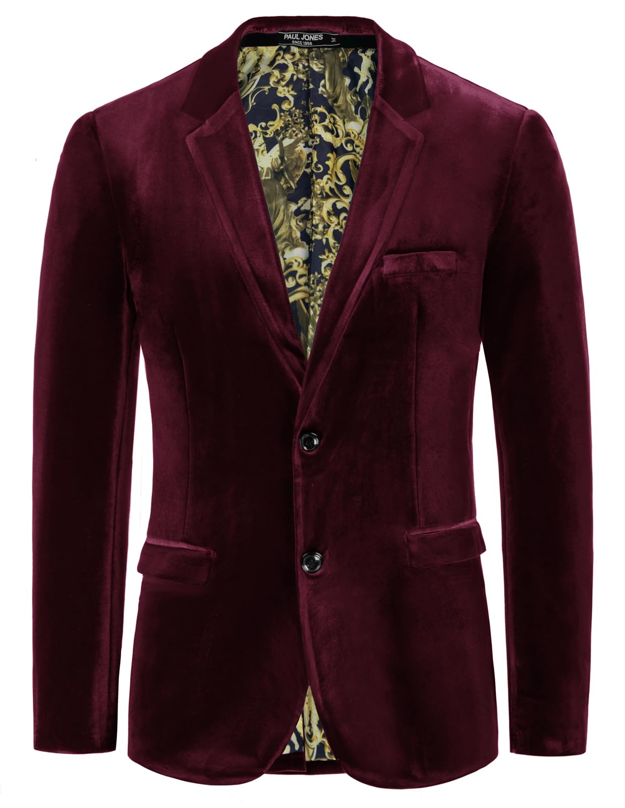 PJ PAUL JONES Mens Velvet Blazer Jacket Two Button Sport Coat