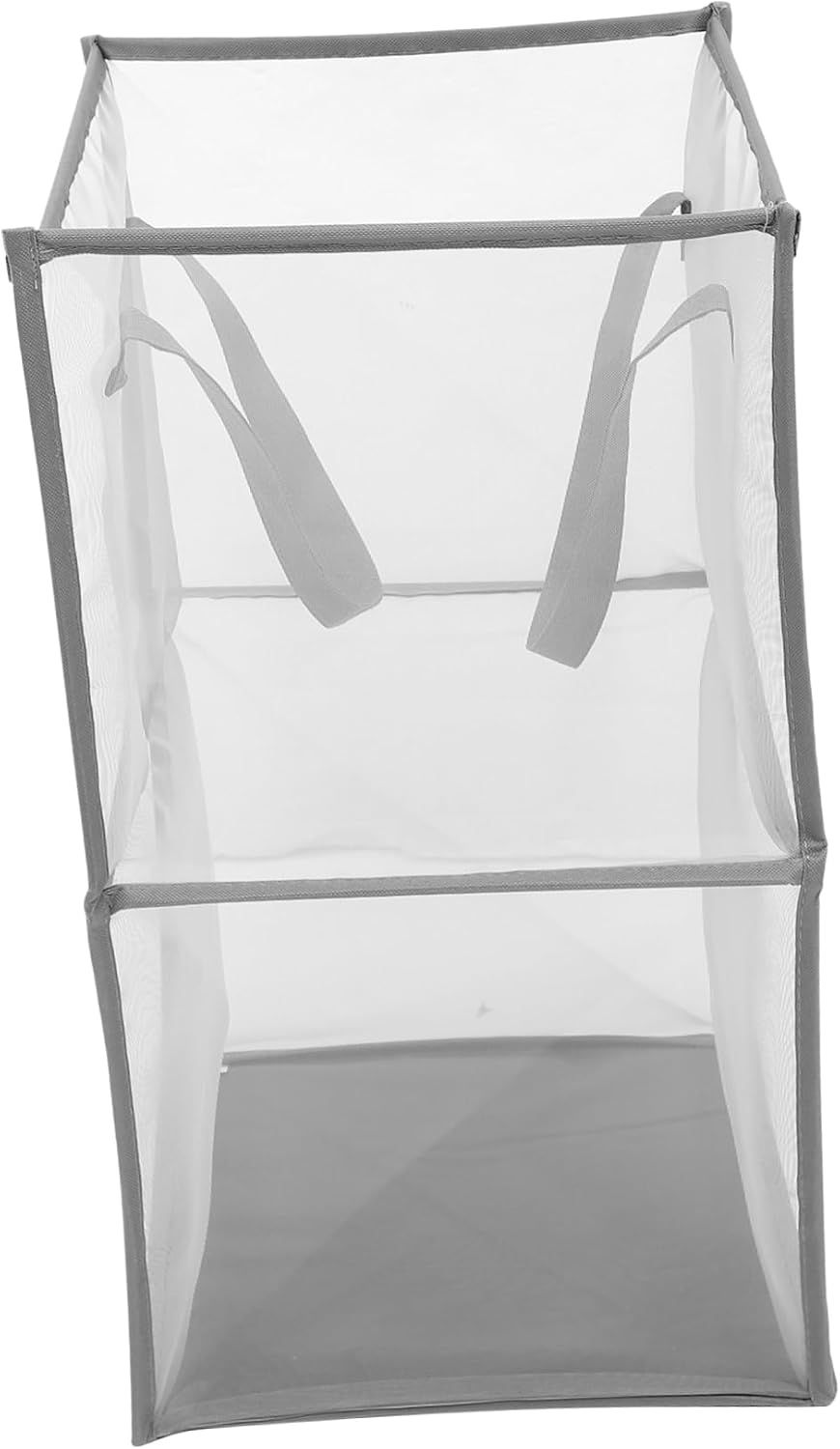 Foldable Grey Mesh Laundry Basket with Handles PP and Polyester Clothes Hamper for Bedroom and Spaces Large Capacity Storage for Clothes and Blankets Space Saving Home Organizer