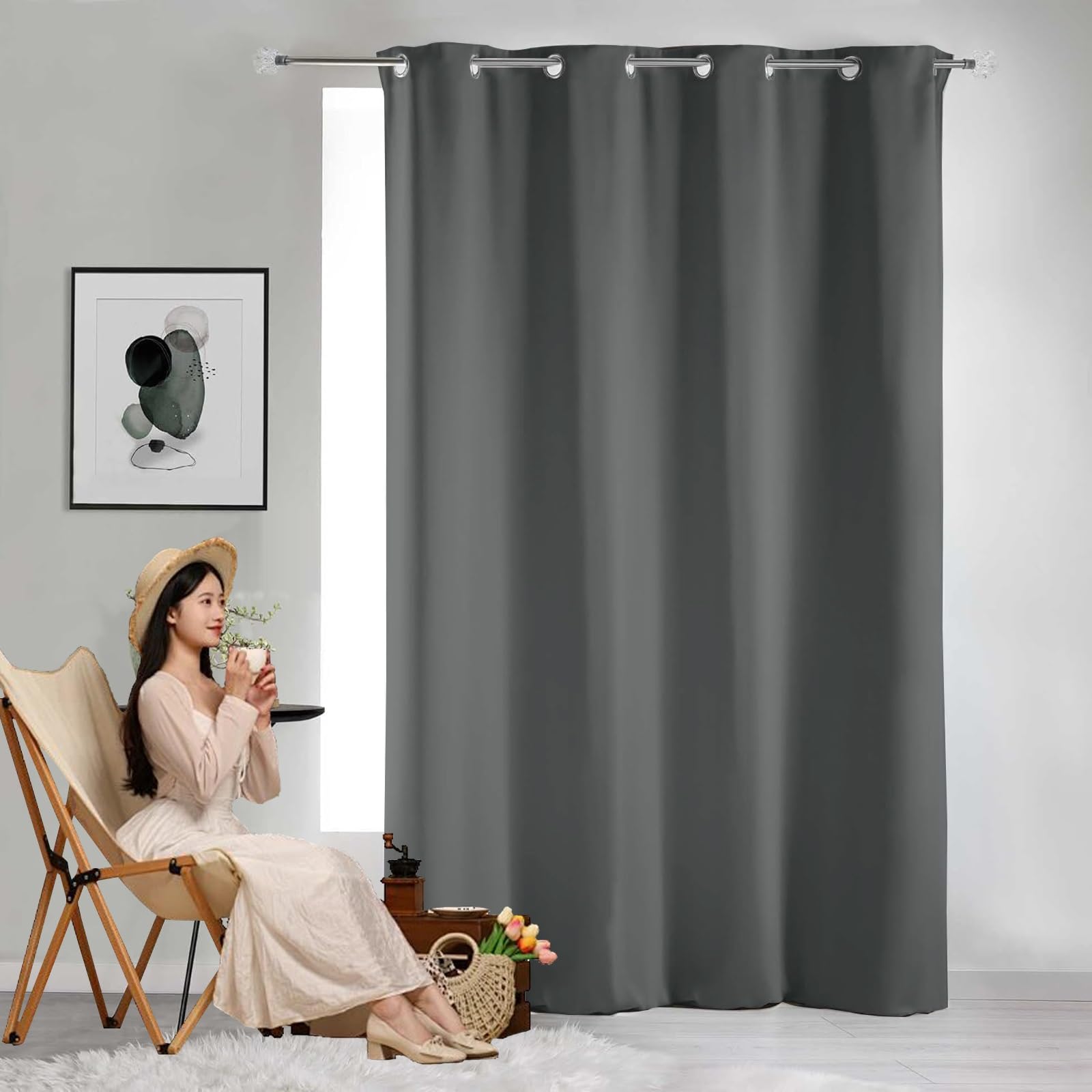GAIFNAG Pencil Pleat Blackout Curtains 220 x 120 cm Thermal Insulated & Noise Reducing, Facile da Installare Full Blackout Curtains for Apartment/Hotel Dorm, Dark Grey — image 1