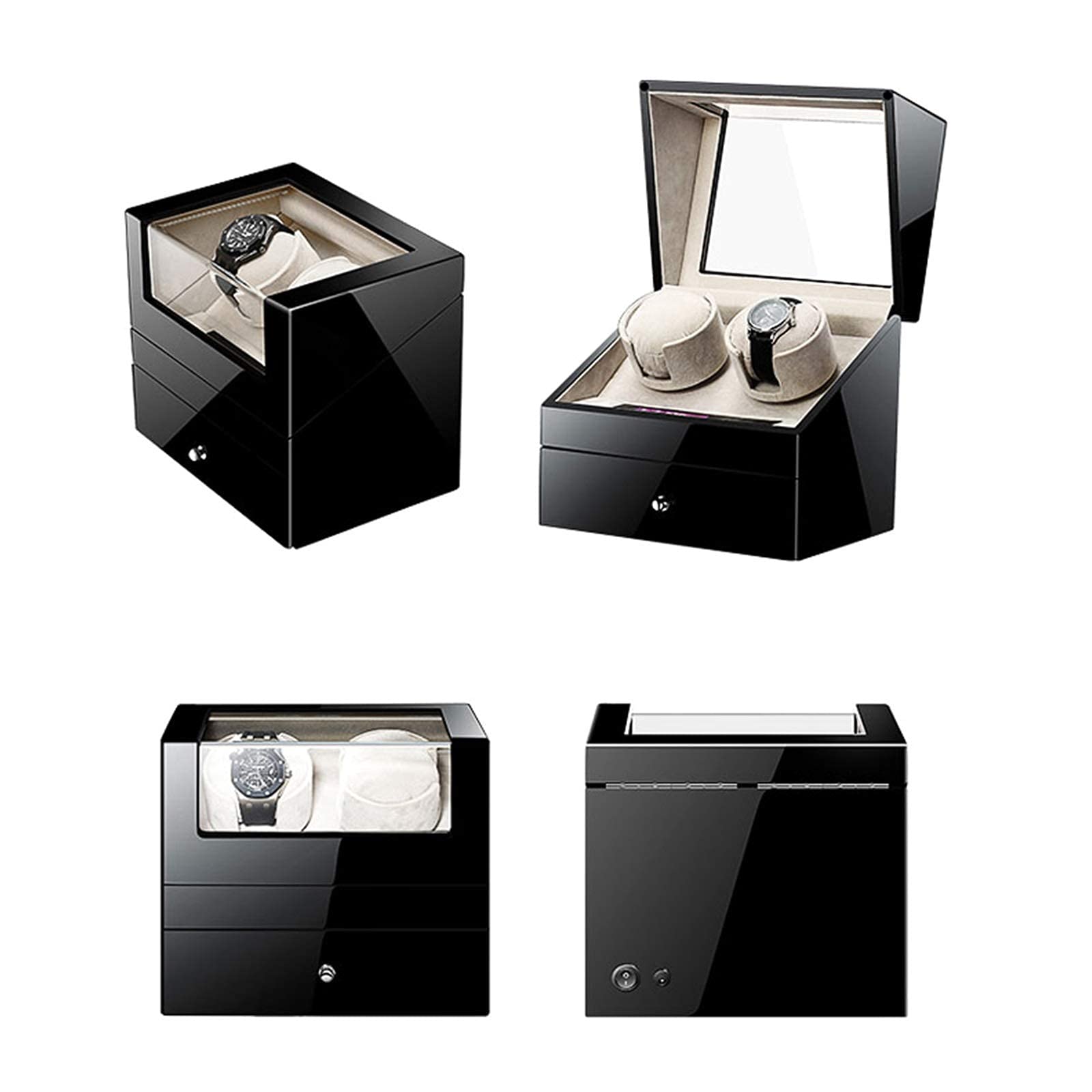 Automatischer Uhrenbeweger für 2 Uhren + 4 Speicher, Touchpanel, Display, Netzadapter und Batterie Needed