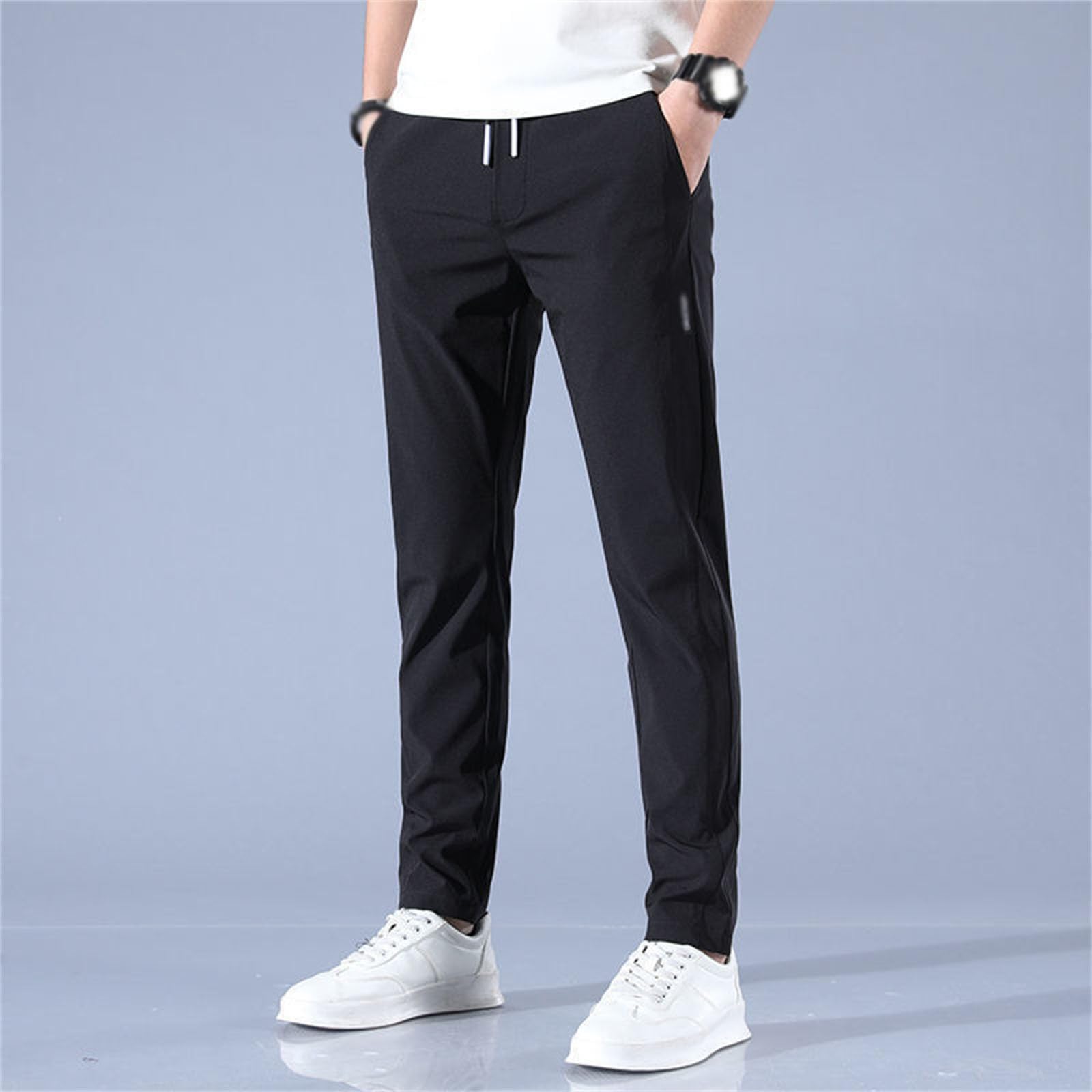 Pack de 3 pantalones ligeros para hombre, transpirables, de secado rápido, elásticos, con cordón y bolsillos con cremallera