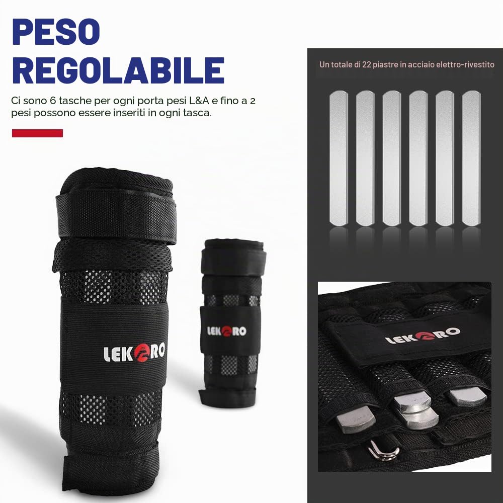 Pesi per polso e braccia, regolabili, per polso e caviglia, rimovibili per uomini e donne, per fitness, passeggiate, jogging, allenamento, corsa, confezione da 2