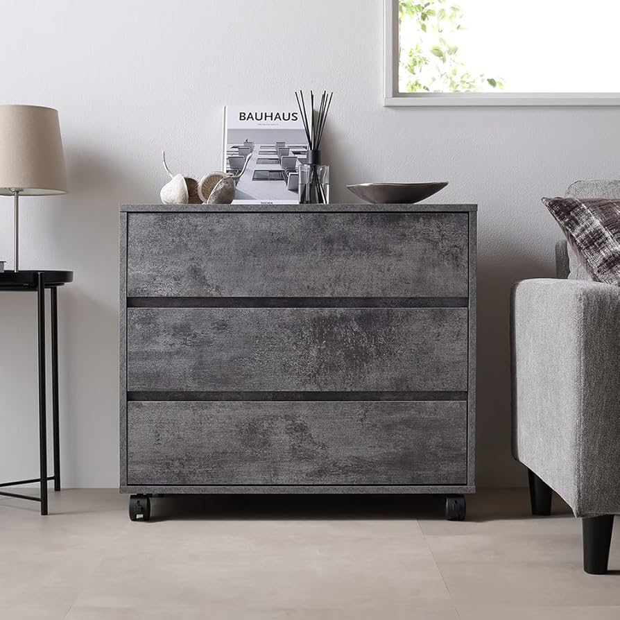 RASIK 脚付きチェスト 【ワイド4段】 ストーングレー 脚付きチェスト『Stova ストーヴァ』 異素材MIX 大容量【スリム3