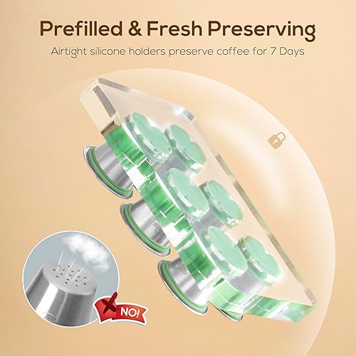 Miniatura 2 de RECAPS Cápsulas de filtro de café reutilizables, 6 cápsulas de café rellenables, filtro de café permanente, acero inoxidable, 120 unidades, tapas de