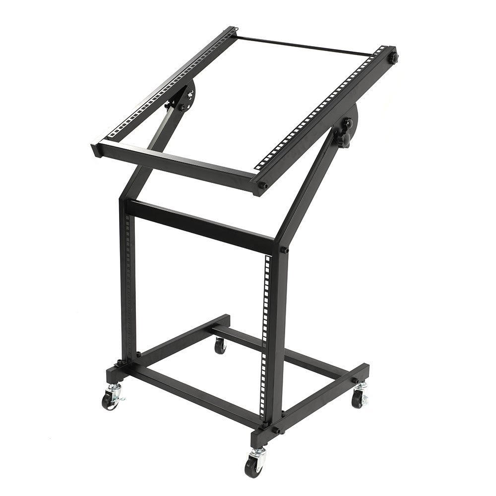Yuexin Lighting, Yuexin 19U Mixer DJ Party Studio Rack Stand on Wheels Black