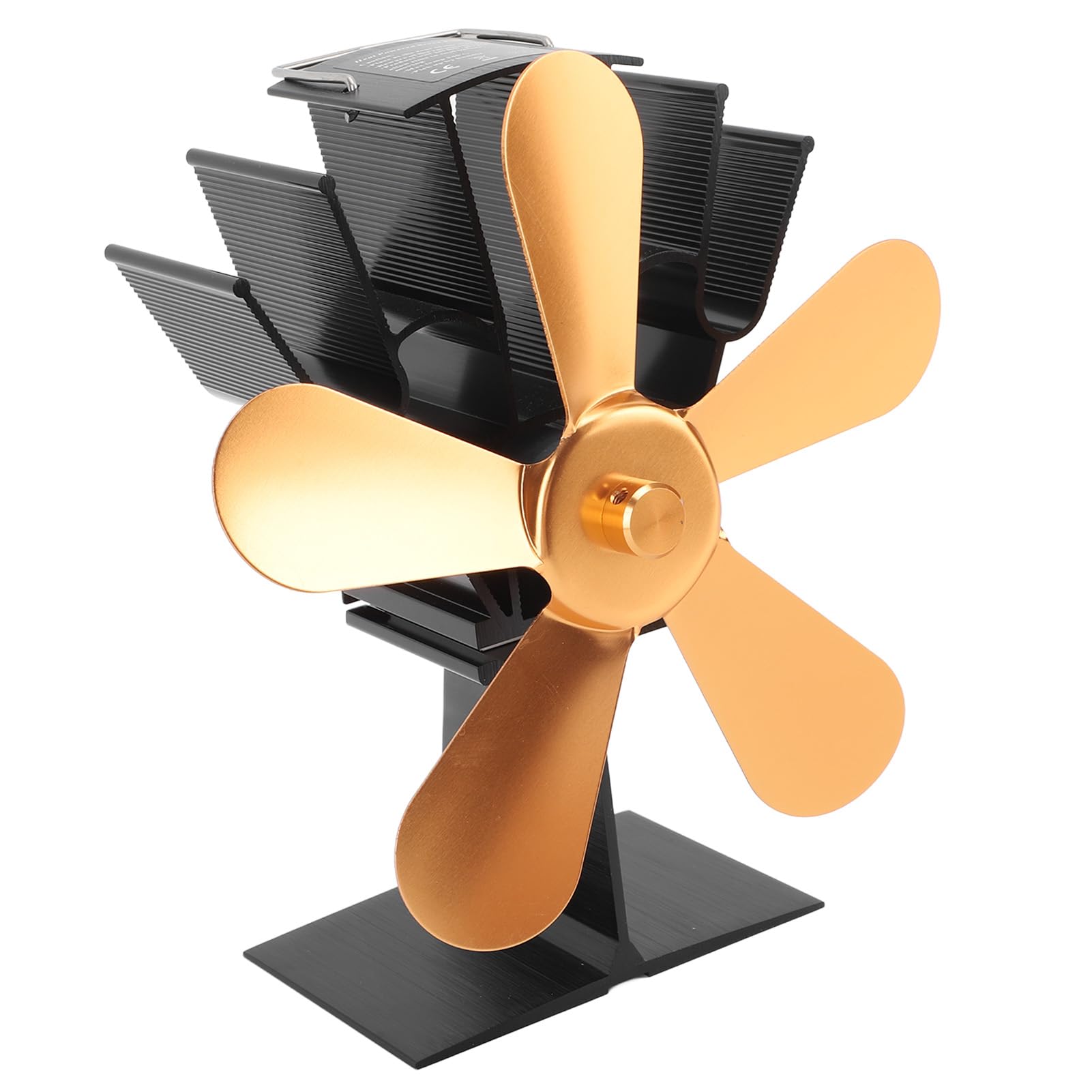 Ventola per Stufa Alimentata a Calore a 5 Pale Ventola per Stufa a Legna Efficiente per Uso Domestico Lega di Alluminio Ecologica 1 X di Calore (Oro)