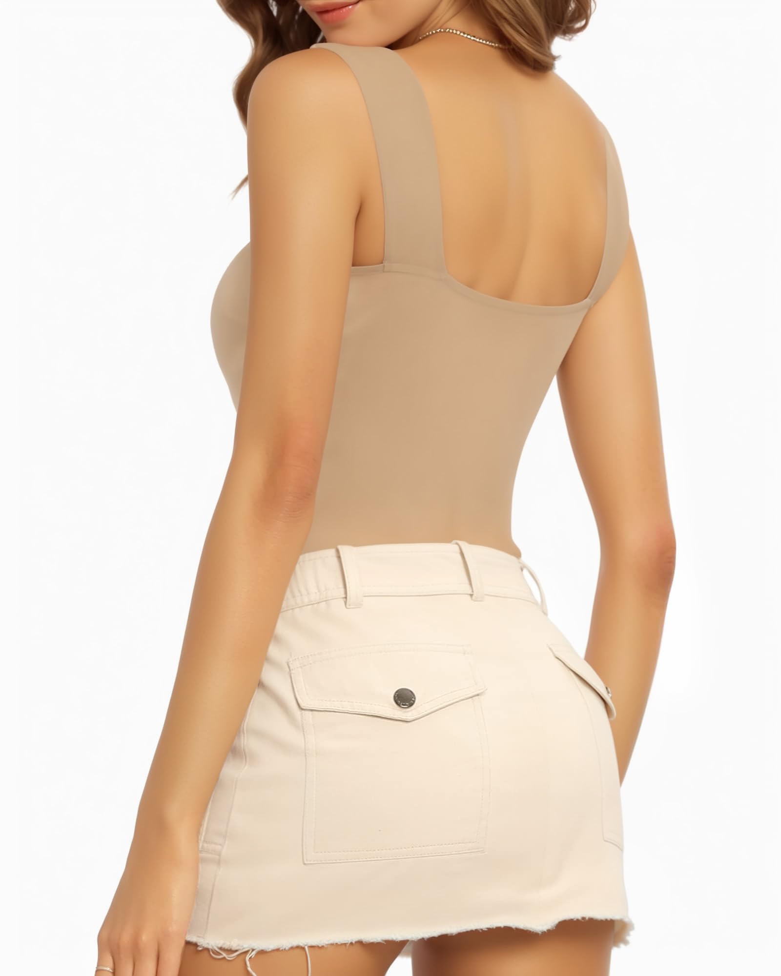 MANGOPOP Canotta da donna senza maniche con collo quadrato da donna Clubwear per uscire