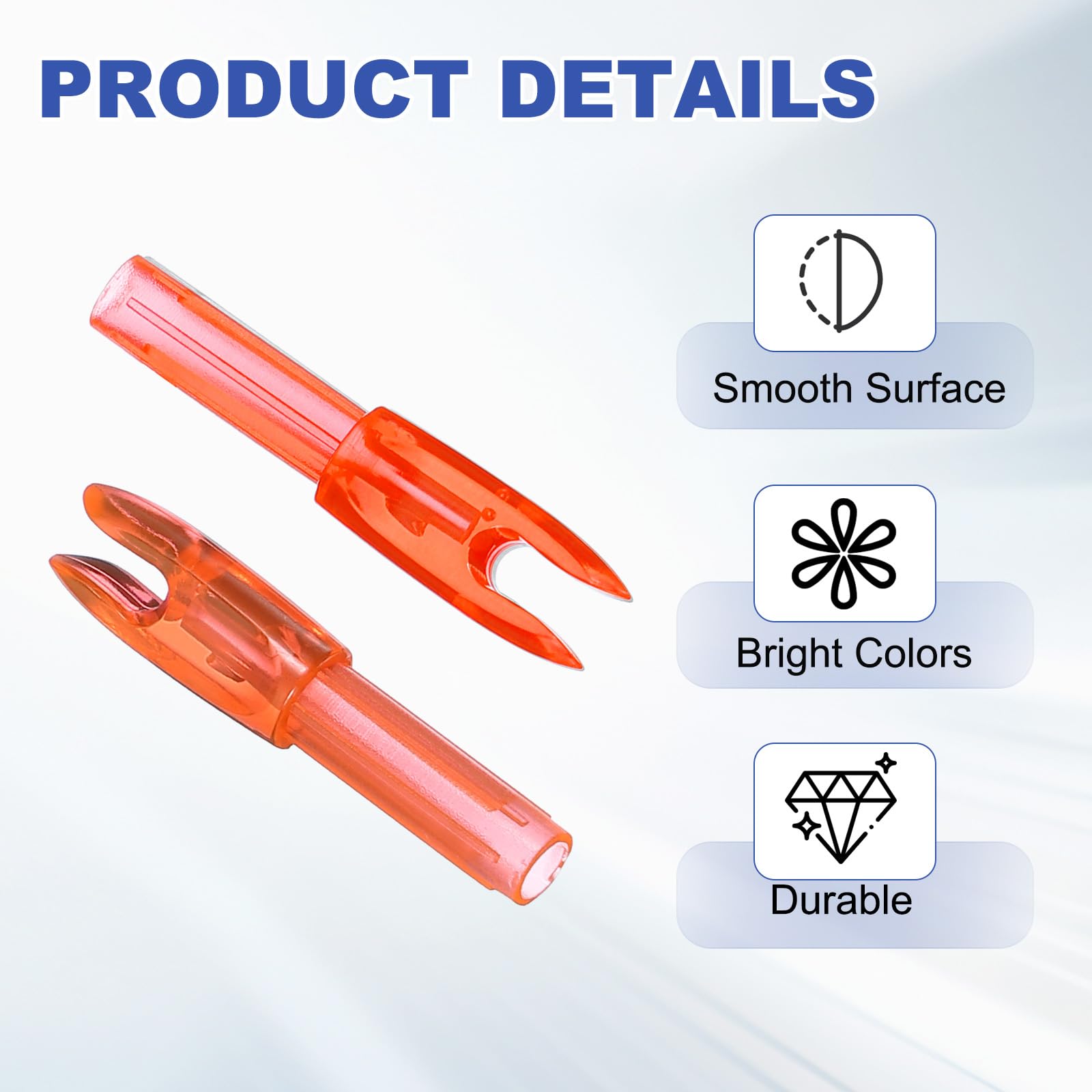 PATIKIL Freccette Arco Nock 4.2mm, 12 Pezzi Inserto Plastico Sostituzione Coda Freccia per Caccia Tiro Arco Composto Ricurvo, Trasparente Arancione