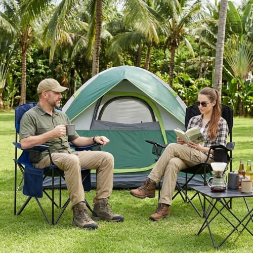 Silla de Camping Plegable Reforzada para Adultos, Acolchada, Capacidad 330 LBS, HAPUDAU HC2601 miniatura 2