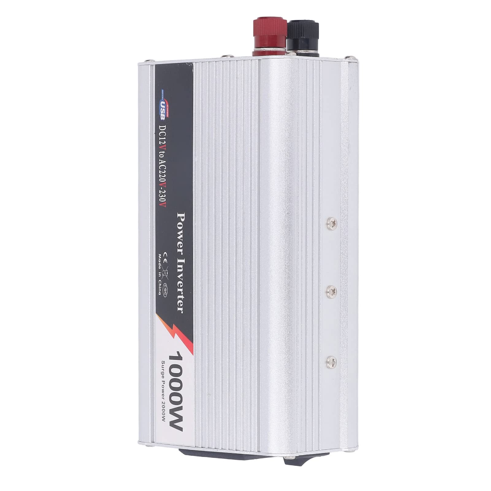 Hyuduo Przetwornica Napięcia Pojazdu 1000 W Przetwornica Samochodowa ze Stopu Aluminium DC 12 V na AC 220 V 230 z Interfejsem USB Cichy Wentylator Chłodzący Do Samochodu Ciężarowego Podróż Samochodem