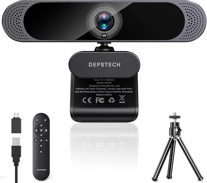 DEPSTECH cam 4K, Zoomable cam with Microphone for PC and Remote