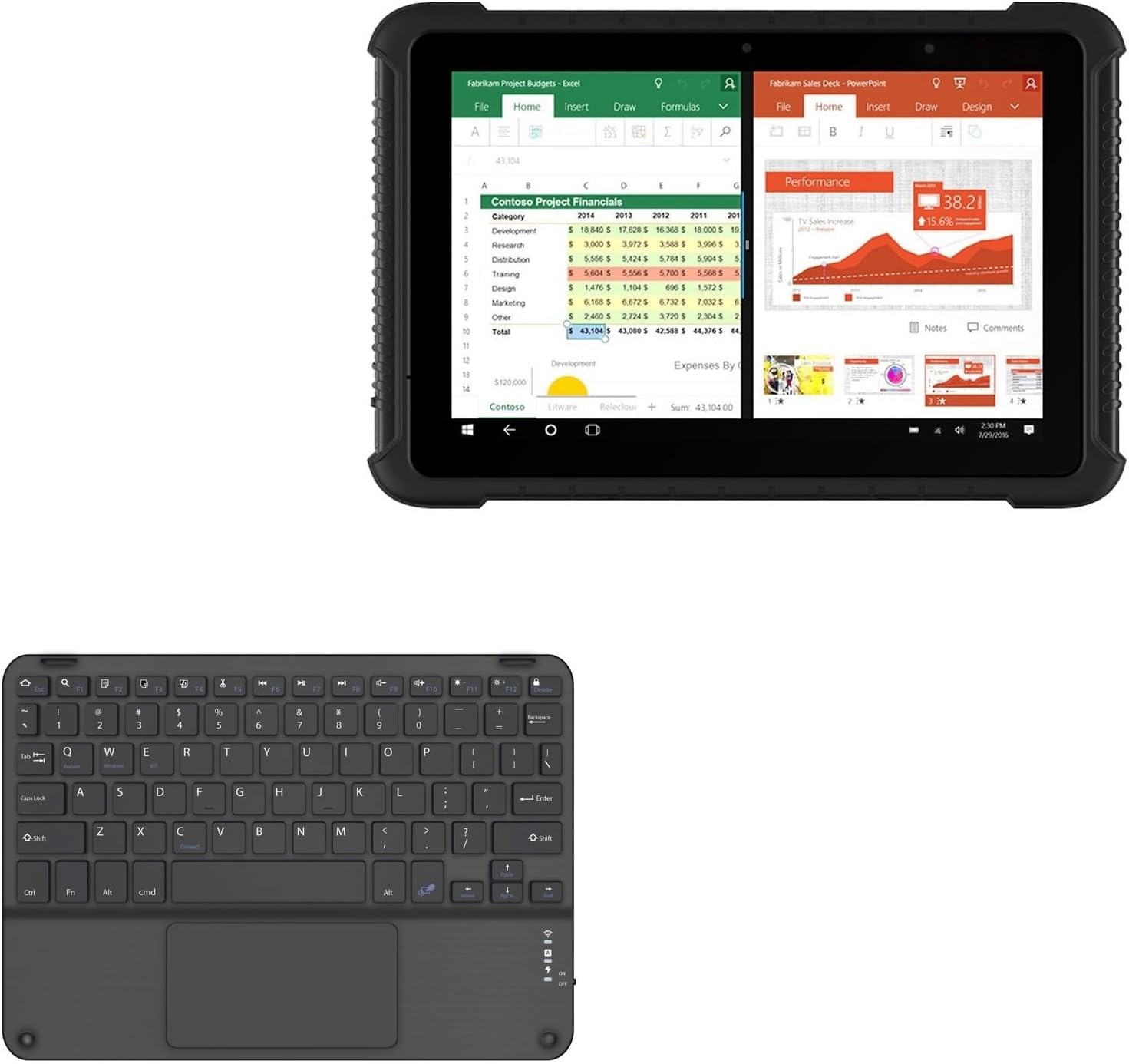 BoxWave Keyboard Compatible with Vanquisher SV-16H Rugged Tablet (10 in) - SlimKeys Bluetooth Keyboard with Trackpad, Portable Slim TouchPad - Jet Black