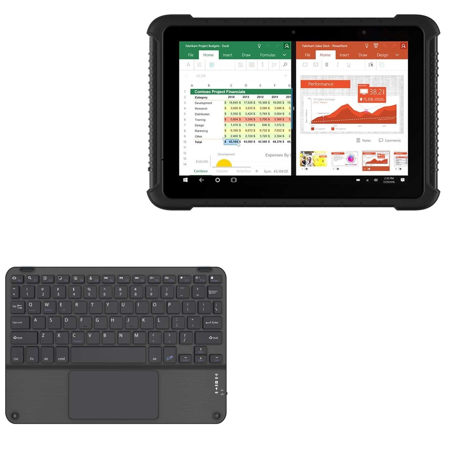 BoxWave Keyboard Compatible with Vanquisher SV-16H Rugged Tablet (10 in) - SlimKeys Bluetooth Keyboard with Trackpad, Portable Slim TouchPad - Jet Black