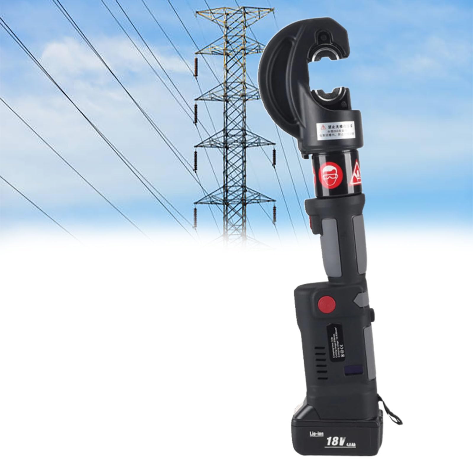 Herramienta de Engarce Hidráulica Eléctrica,Abrazadera Hidráulica Eléctrica,Alicates Hidráulicos Eléctricos a Batería, con 12 Matrices, para Terminales de Cobre y Aluminio