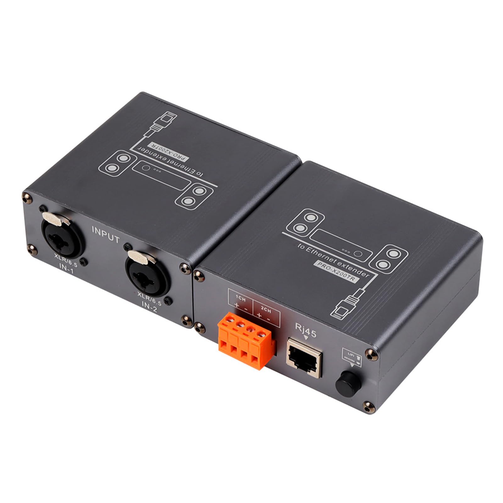 XLR 6,5mm Musica a Ethernet Extender con isolamento acustico per dispositivi professionali RJ45 Cat5 / Cat6 Ethernet Extender Sound Net Elongator