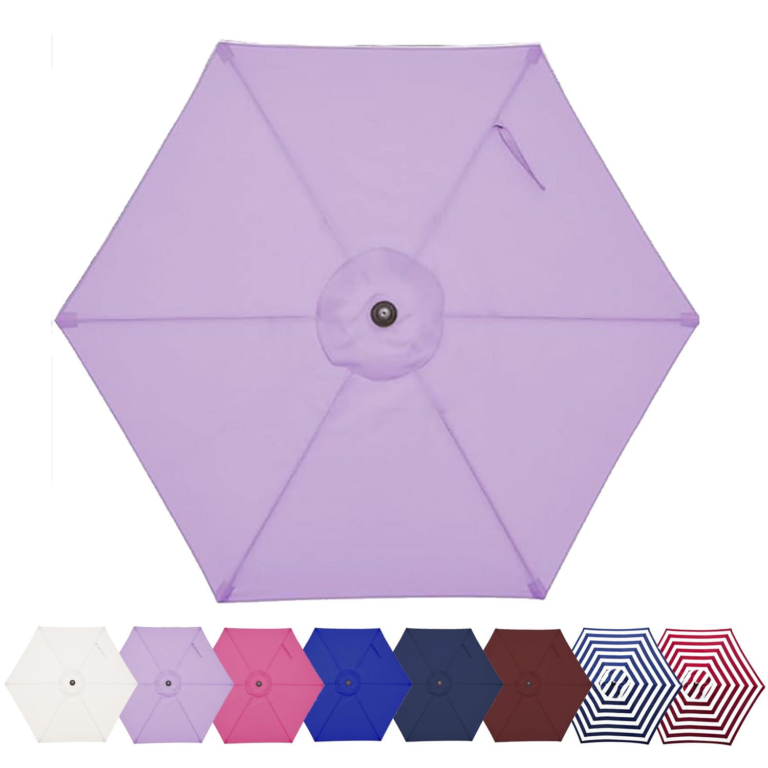 UYTOIZ UV Protection Market Table Umbrella Polyester Fabric Canopy Cover,Patio Replacement Parasol Canopy 6 Ribs,6.6ft/8.2ft/8.9ft/9.8ft Ease of Use Garden Parasol Cover Cloth(Purple,8.9ft)