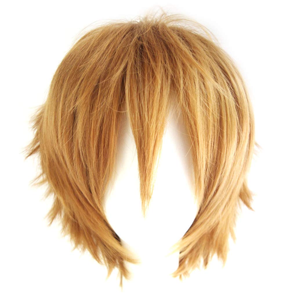 Wig Natural Heat Resistant Fiber Short Straithrt Wig Colors Curly Cosplay Wig Fashion Hair Anime Wigs Anti-warping Wigs (Color : LBN)