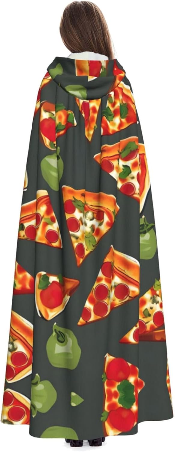 SSIMOO Pizza Pattern Eye-Catching Cosplay Costume Cape for Women - Unisex Vampire Cloak for Halloween.