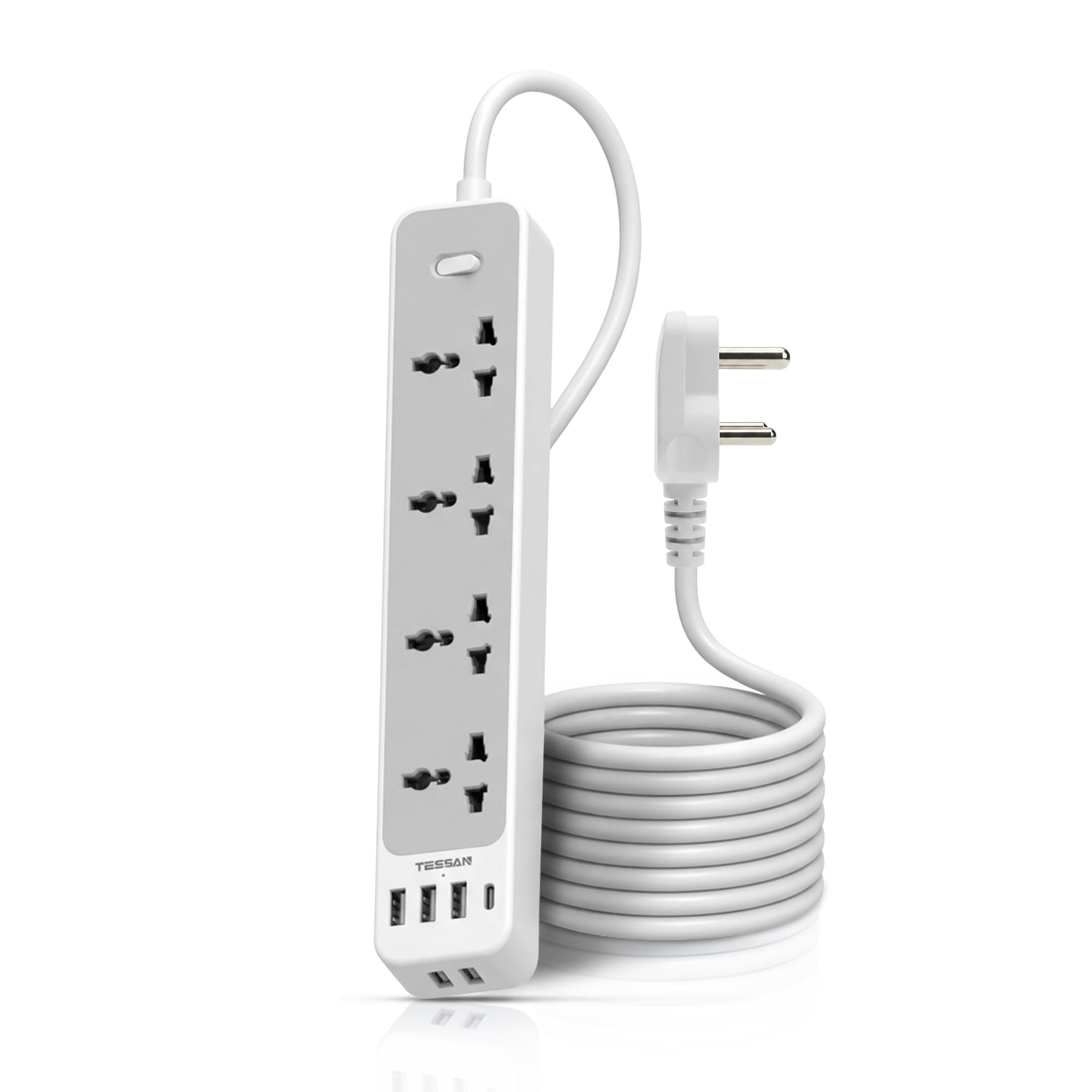 TESSAN Power Extension Board with Type-C & 6 Fast Charging Ports, 4 Universal AC Sockets, 1500W Childproof Surge Protector Power Strip, 2M Heavy Duty Extension Cord for Home & Office-image-47