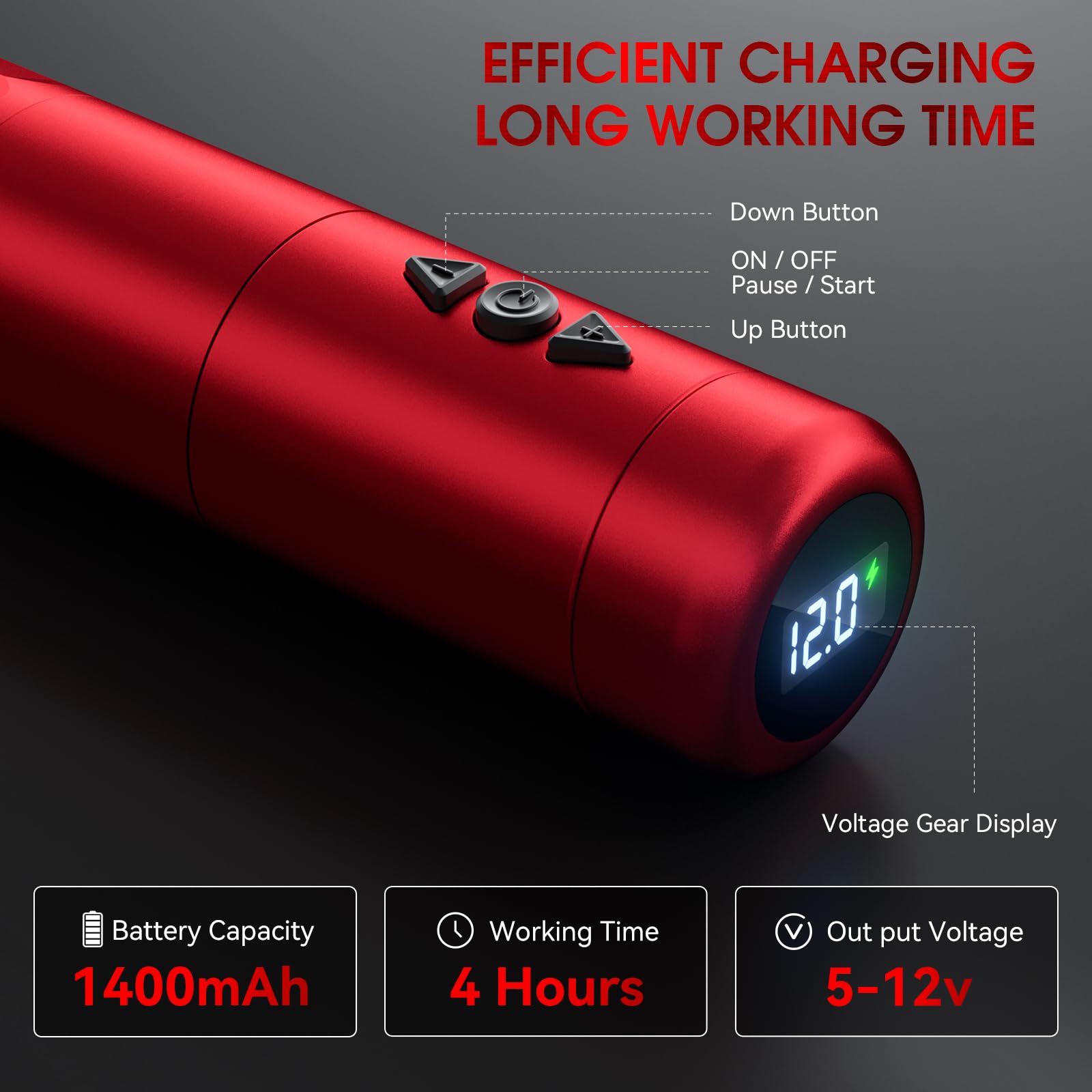 Solong Tätowierungsset, kabellos, mit LED-Display und 1400 mAh Akku, inklusive Tattoo-Tinte, Übungshaut und Bandagen für Anfänger SL-TKE79AEU-2