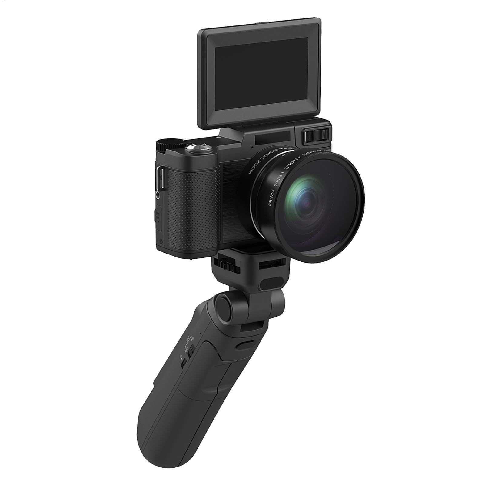 Camera da vlogging 4K, fotocamera 4K Ultra HD Camera digitale da viaggio da | Gira touch screen, videogioco anti-shake, telecomando, apparecchiatura di streaming live