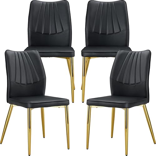 Juego de 4 sillas de comedor modernas, sillas de piel sintética para cocina, comedor y sala de estar, restaurante, silla tapizada de piel sintética