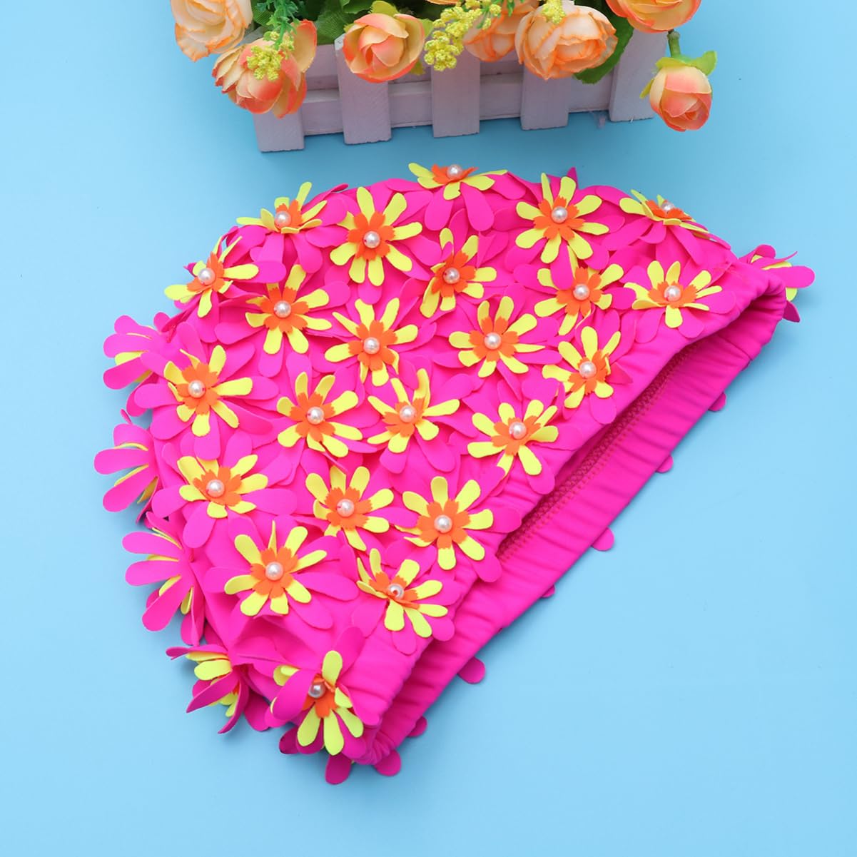 Didiseaon 2piezas Gorro De Natación para Mujer Diseño Floral y Protección para Oídos Único para Piscina y Playa Color Rosa