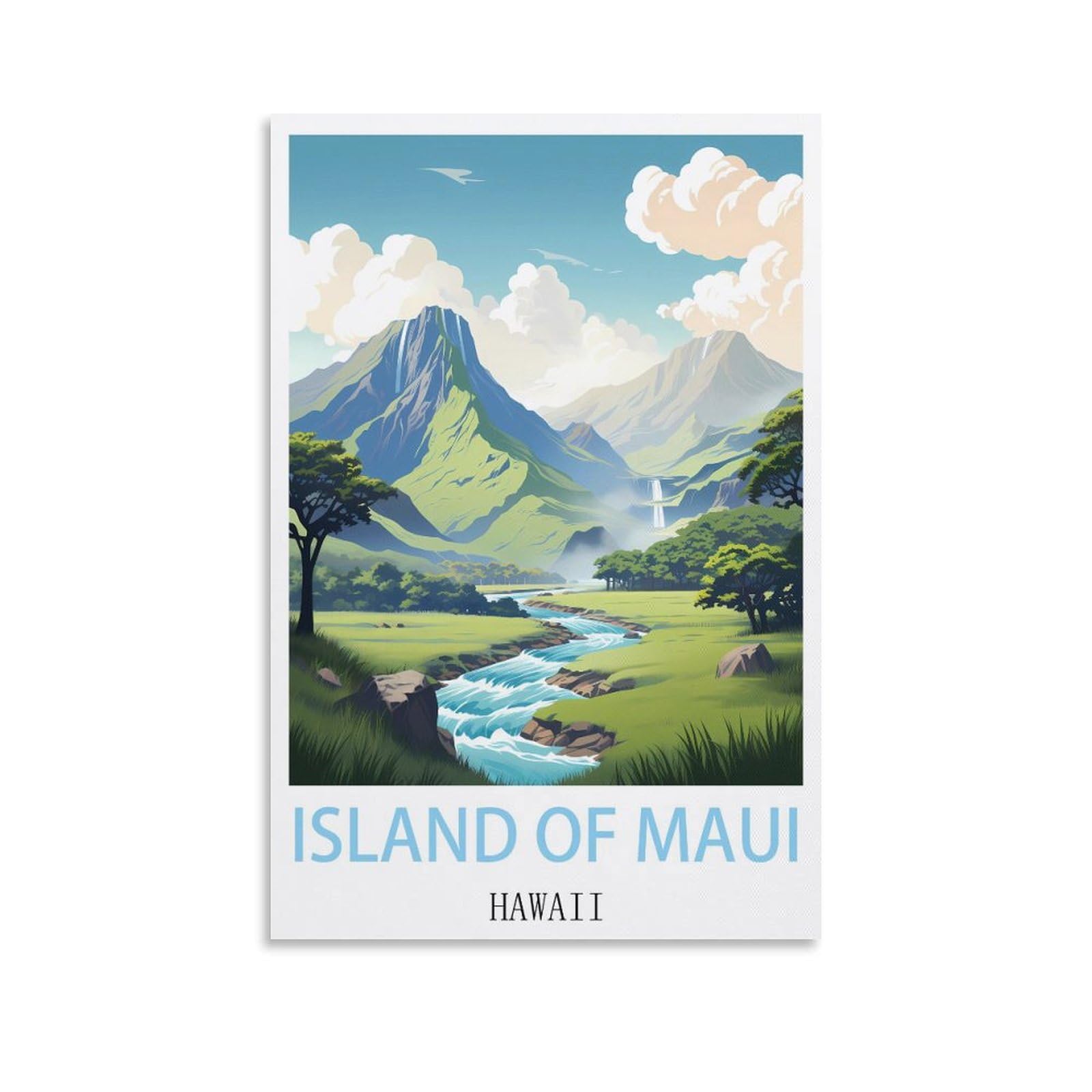 EZMLFA 5D DIY Diamond Painting Kit,Island of Maui Hawaii Diamond Art Kits for Beginner,Gem Art Kits Round Drill for Home Wall Decor Gifts 30x40cm