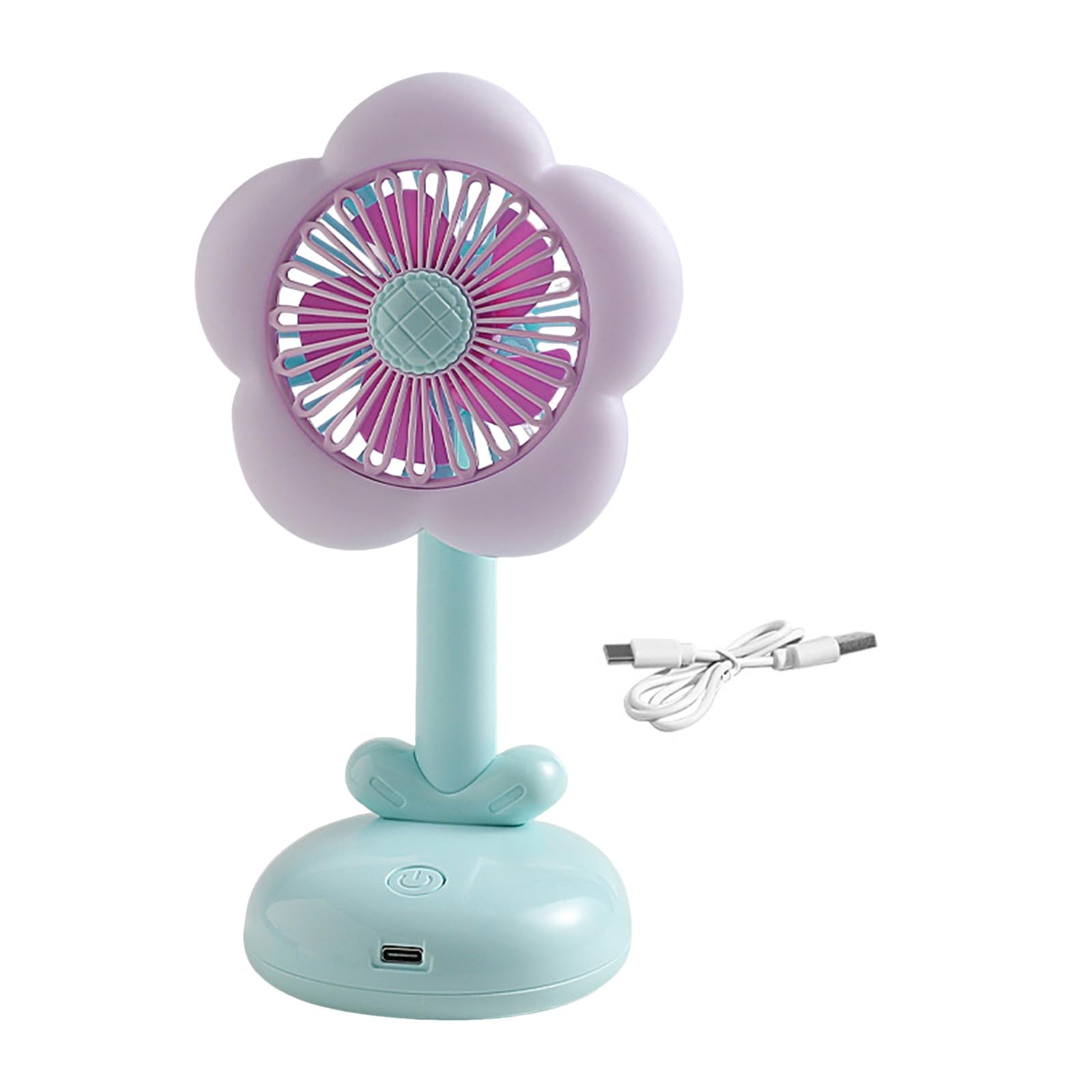 APGLSXY Handheld Miniature Fan Flower Shape Rechargeable Handheld Cooling Fan with Light Plastics Texture Suitable for Students Workers Portable Bedside