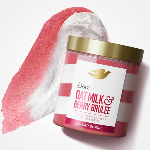 Image of Dove Sugar Body Scrub Oat Milk & Berry Brulee For Women For Exfoliated & Hydrated skin 15 oz