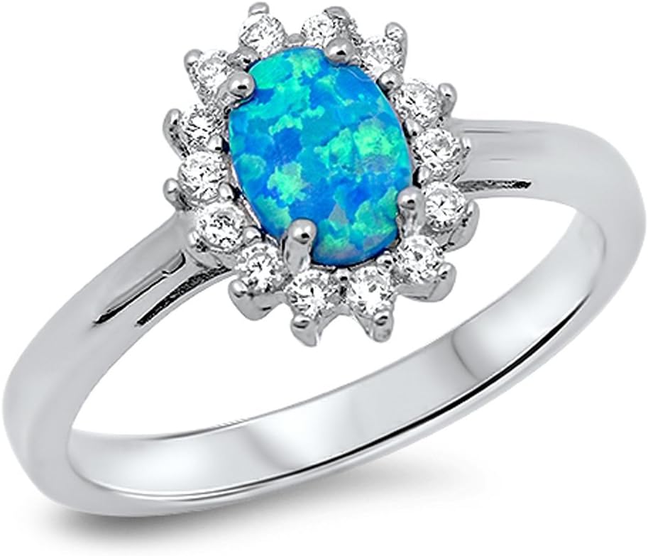 CHOOSE YOUR COLOR Sterling Silver Oval Halo Ring