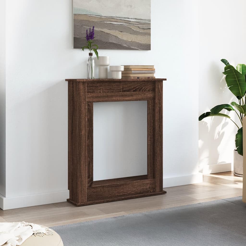 Rantry Arredo Cornice per Camino Rovere Marrone 75x20x87,5 cm in Truciolato, Mobilia Cornice Camino, Camino da Pavimento con Cornice e Bruciatore, Accessori Camino, Cornice Legno