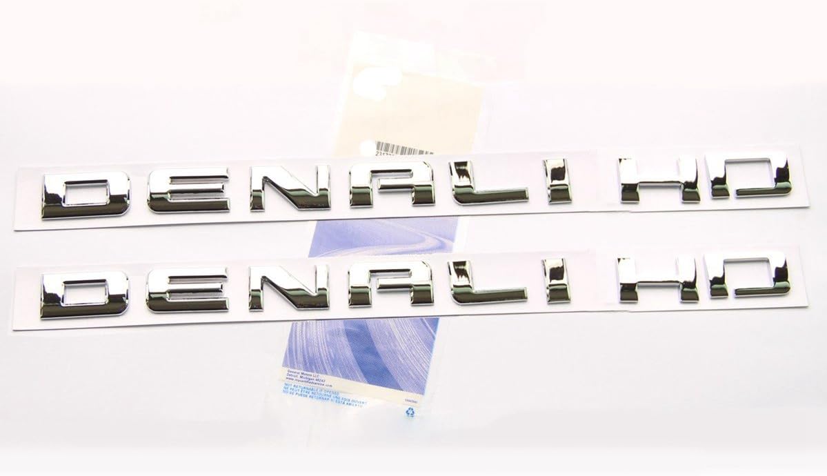 2pack Original Black Denalihd Denali Hd Nameplate Emblems Badges Compatible with 2007-2019 Denali Yukon Sierra Terrain (HD Chrome)