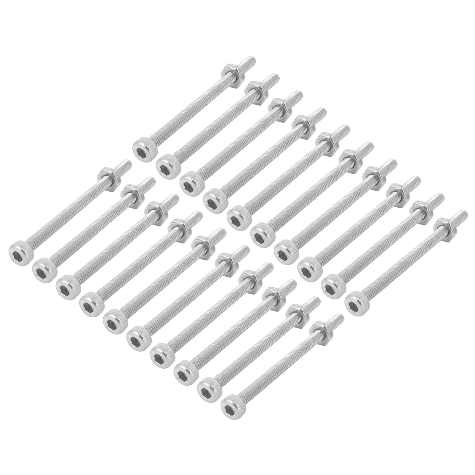QUARKZMAN M2x30mm Śruby z łbem radełkowanym z łbem sześciokątnym z łbem sześciokątnym zestaw nakrętek x 20 szt. ze stali nierdzewnej do sprzętu gospodarstwa domowego, [srebrny odcień]
