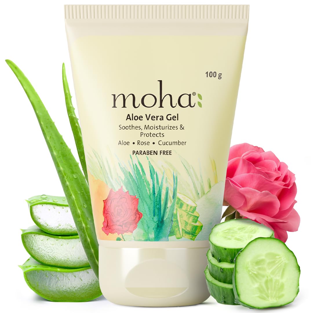 moha: Aloe Vera Gel Enriched With Rose & Cucumber Pure & Natural Face Gel Helps in Healing of Skin,helps to hydrate and nourish all kinds of skin – 100 gm (Pack of 1) moha: Aloe Vera Gel Enriched With Rose & Cucumber Pure & Natural Face Gel Helps in Healing of Skin,helps to hydrate and nourish all kinds of skin – 100 gm (Pack of 1)