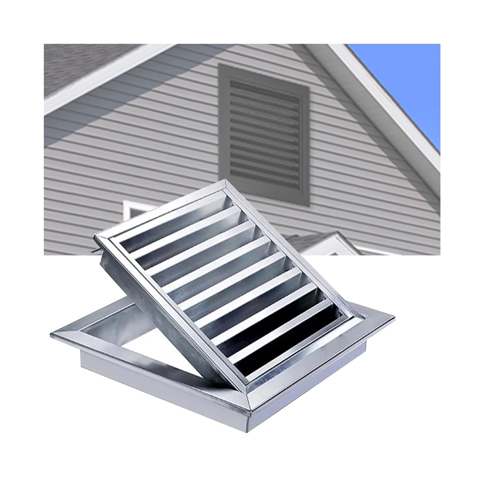 LVLDAWA Gable Vent, Square Stainless Steel Vent Louver Vent Grille, Can Be Opened 90° Return Air Grille Systems for Bathroom, Houses(40X50CM/