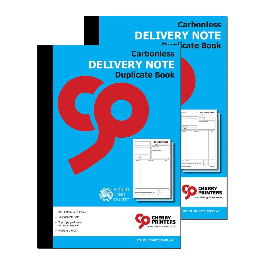 Cherry Printers | Delivery Note | Duplicate A5 | 50 Sets | 2 Pack
