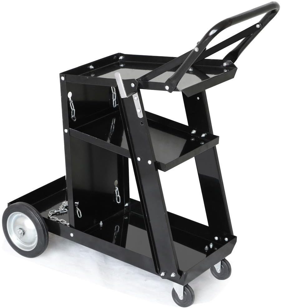 Yaheetech 3-Tier Welding Cart MIG TIG ARC Plasma Cutter Welder Welding Cart Universal W/Tank Storage, 176lbs Capacity Black