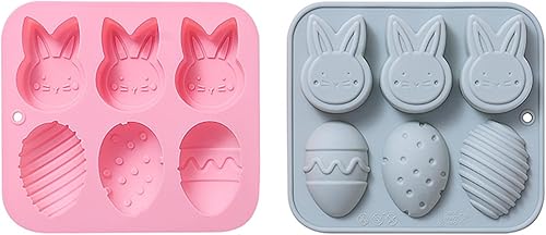 Miniatura 6 de Juego de 2 moldes de conejo de Pascua, molde de silicona 3D para hornear golosinas de Pascua chocolate, pasteles, gelatina, dulce de azúcar, pudín
