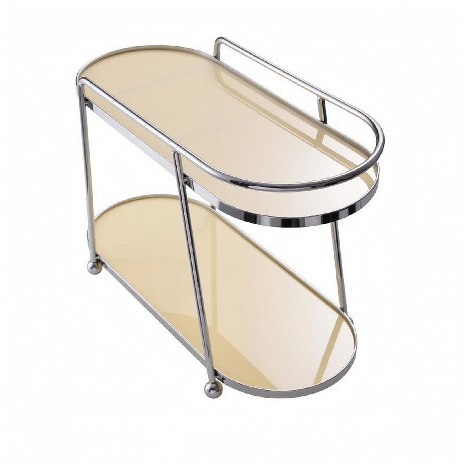 predolo Organizador Acrílico y Metal Compacto | Multifuncional, Estante Dos Niveles, Resistente, Estante Ovalado Mesa, para Tocador, Cocina, Raya Transparente