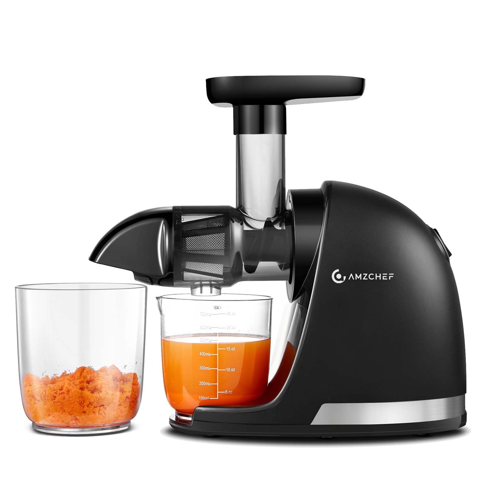 Slow Juicer, AMZCHEF Masticating Juicer Machines with Reverse Function, Cold Press Juicer with Brush, Recipes for High Nutrient Fruits and Vegetables, Blue(Updated)