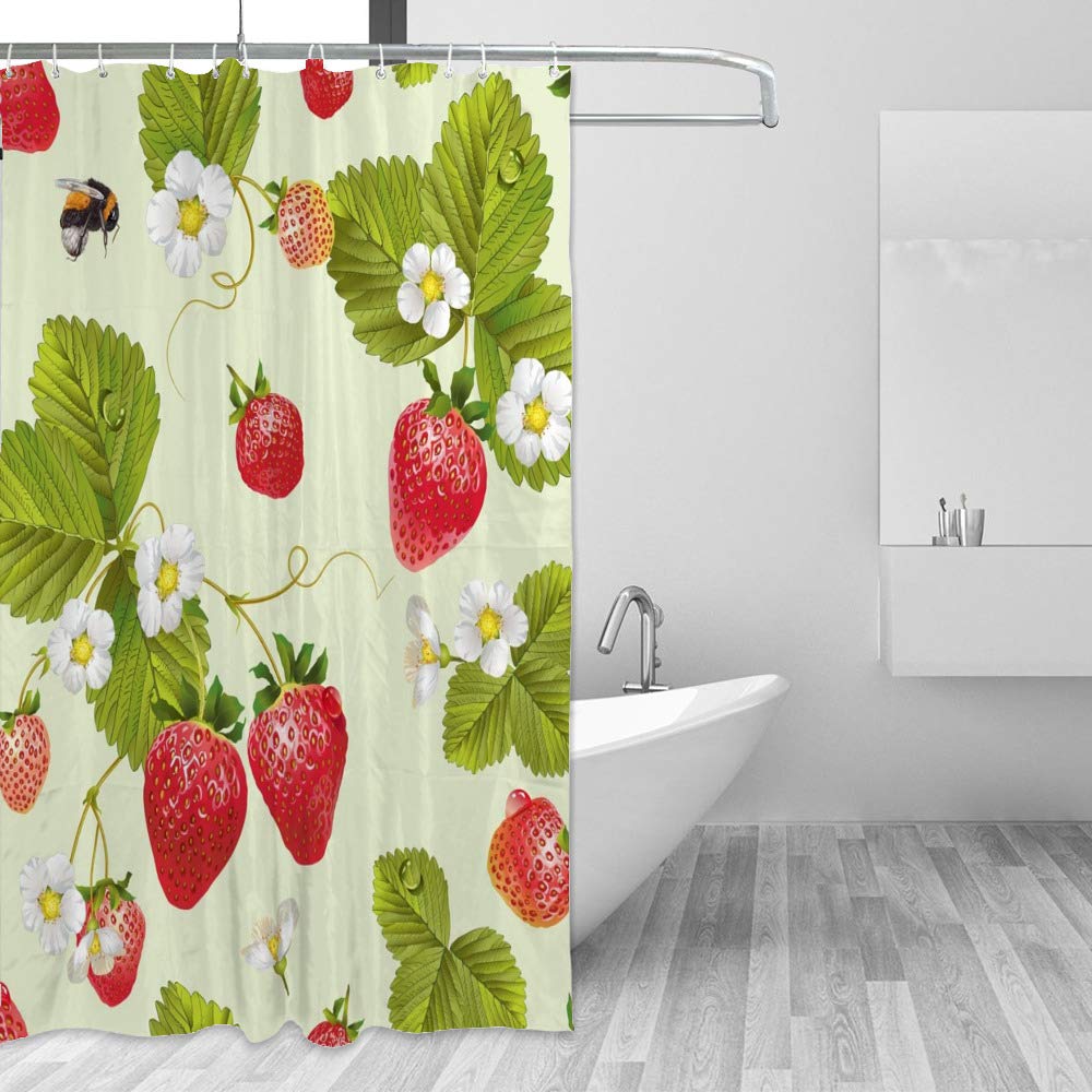 Rideau de douche étanche anti-projections en polyester motif roses et abeilles