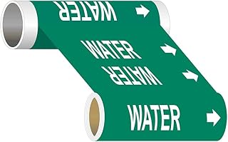 ComplianceSigns.com Water (White Legend On Green Background) Pipe Label Decal, 30x8 in. 5-Pack Vinyl for Pipe Markers